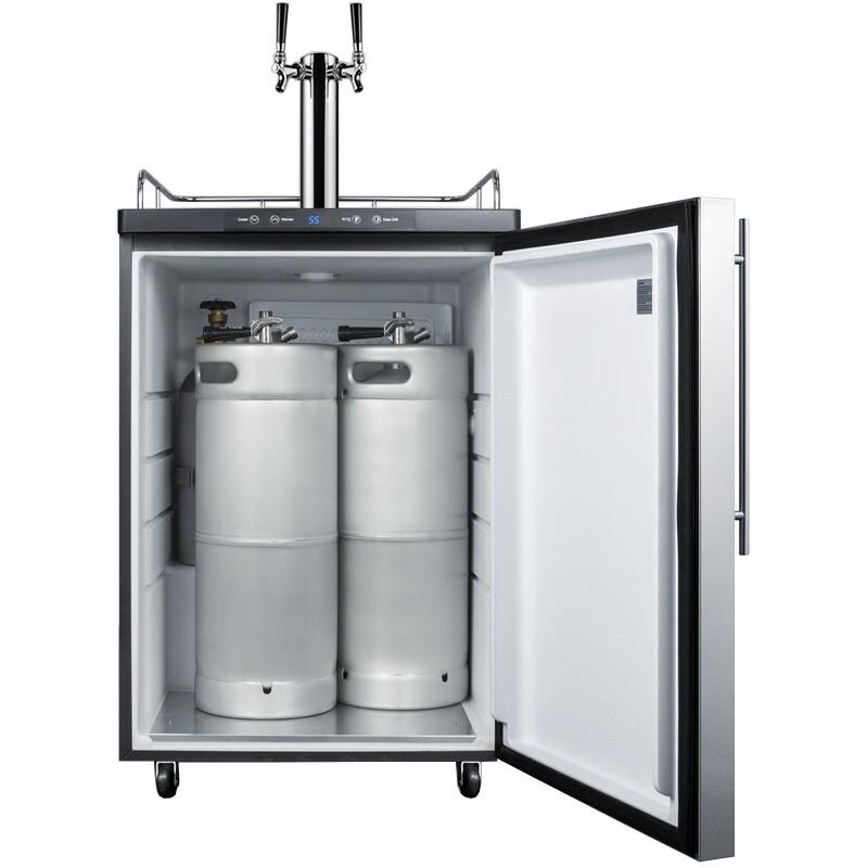 Summit 5.6 Cu. Ft. Freestanding Double Tap Beer Dispenser / Kegerator With Professional Handle - SBC635MSSHVTWIN - Stocked View thumbnail
