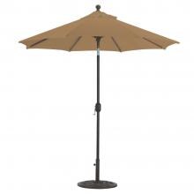Galtech 7.5 Ft. Octagonal Aluminum Patio Market Umbrella W/ Crank Lift And Deluxe Auto Tilt - Black Frame W/ Sunbrella Canvas Teak Canopy
