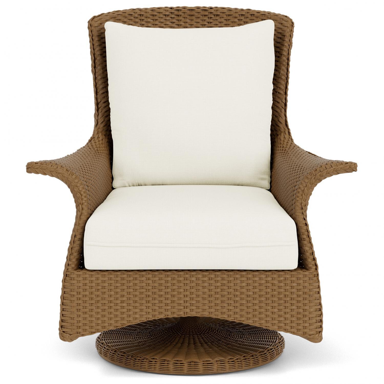 Lloyd Flanders Mandalay Swivel Rocker Lounge Chair in Hickory Finish with Sailcloth Salt fabric thumbnail