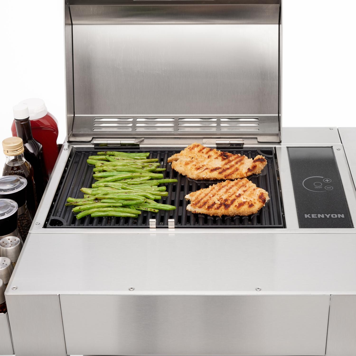 Kenyon C70050 Frontier Touch Control 1300 Watt Electric Grill & Stand - 120V - In Use thumbnail