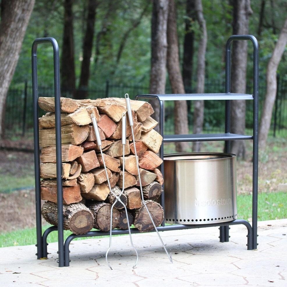 Solo Stove Black Stainless Steel Log Rack And Fire Pit Station Stn