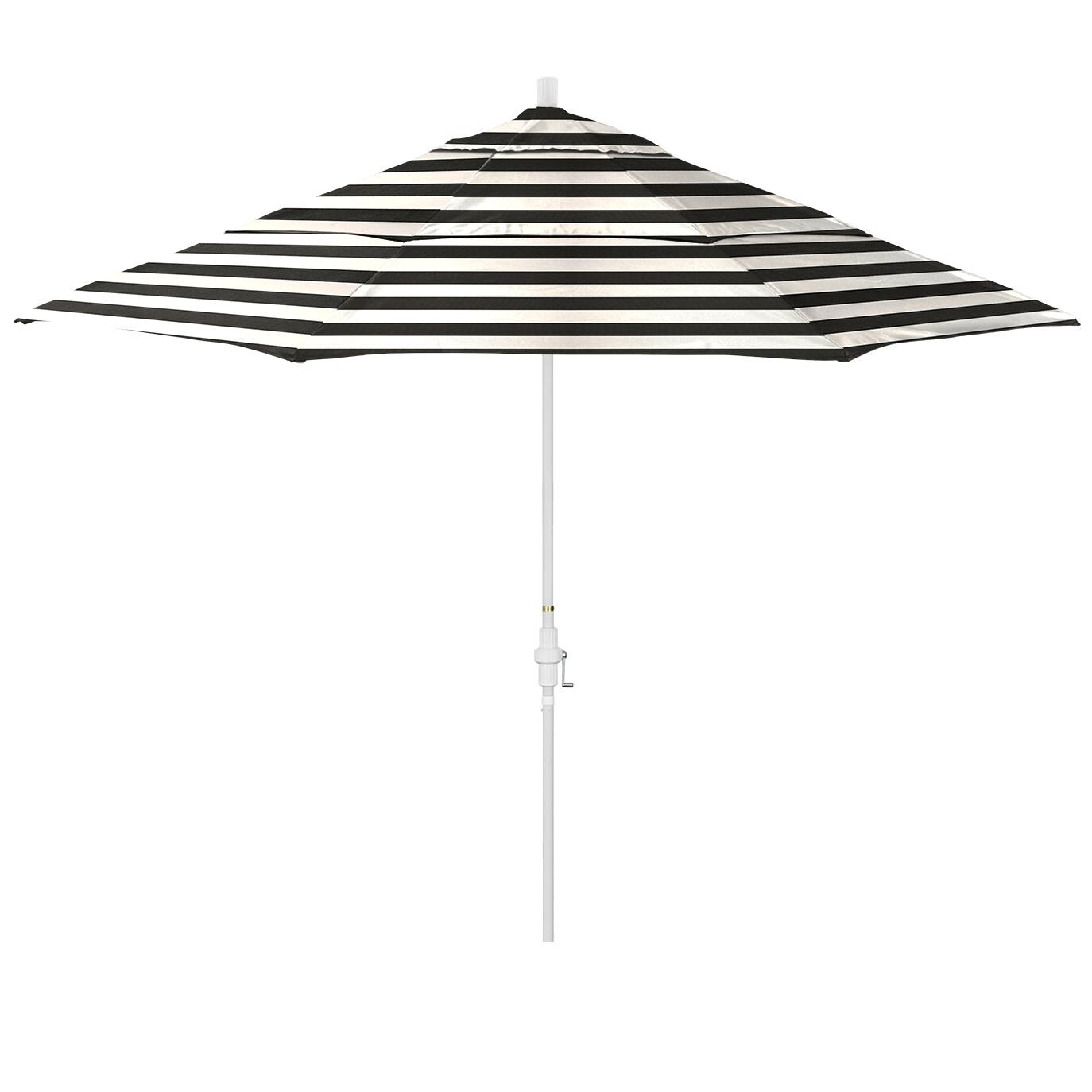 California Umbrella Sun Master Series 11 Ft Octagonal Aluminum Collar Tilt Patio Umbrella W/ Crank Lift, Fiberglass Ribs & Double Vent - Matted White Frame / Sunbrella Cabana Classic Canopy image