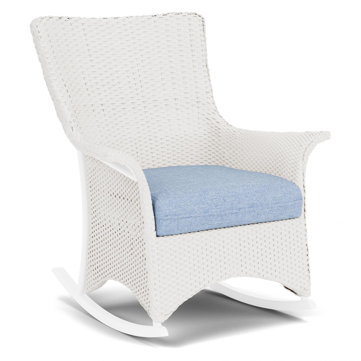 Lloyd Flanders Mandalay Porch Rocker in White Finish with Demo Skyway fabric - Angled thumbnail