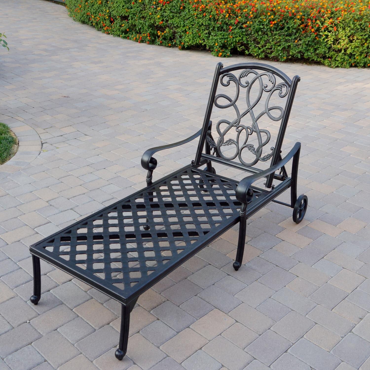 Darlee DL2052-3PC-3326R Santa Monica 3 Piece Cast Aluminum Chaise Lounge Set W/ 24 Inch Round End Table & Sesame Cushions - Chaise Lounge Frame thumbnail