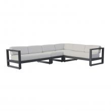 Redondo 4 Piece Aluminum Patio Sectional Set W/ Sunbrella Cast Silver Cushions By Sunset West image