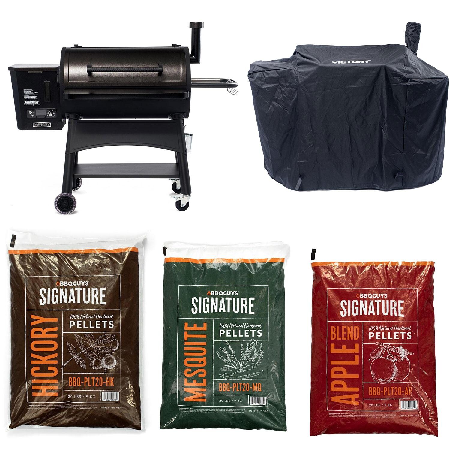 Victory 35-Inch Wood Pellet Grill W/ Cover & 20 Lb. Hardwood Pellets Ultimate Starter Pack