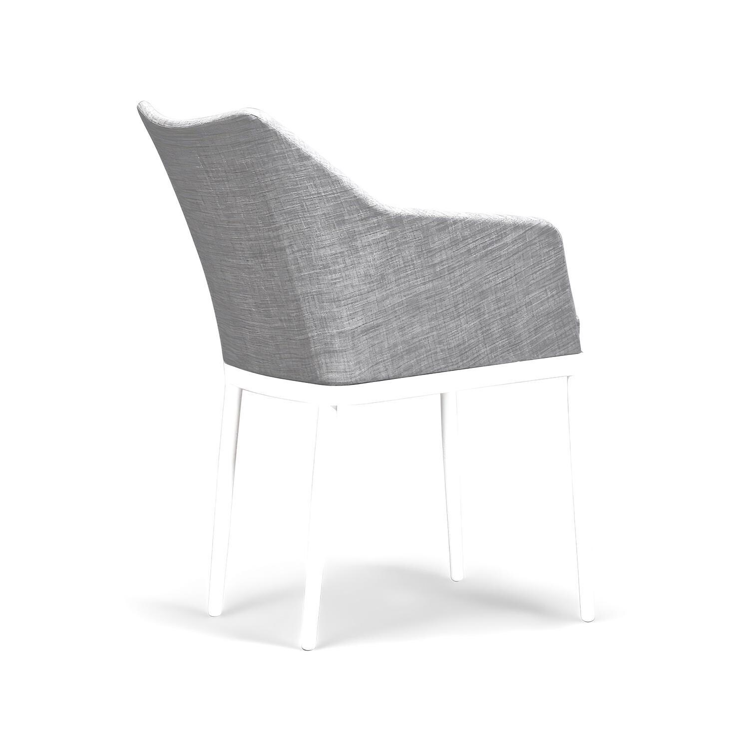 Starlook Bay Aluminum Dining Arm Chair in White by Lakeview - Back Side Angle - White Background thumbnail