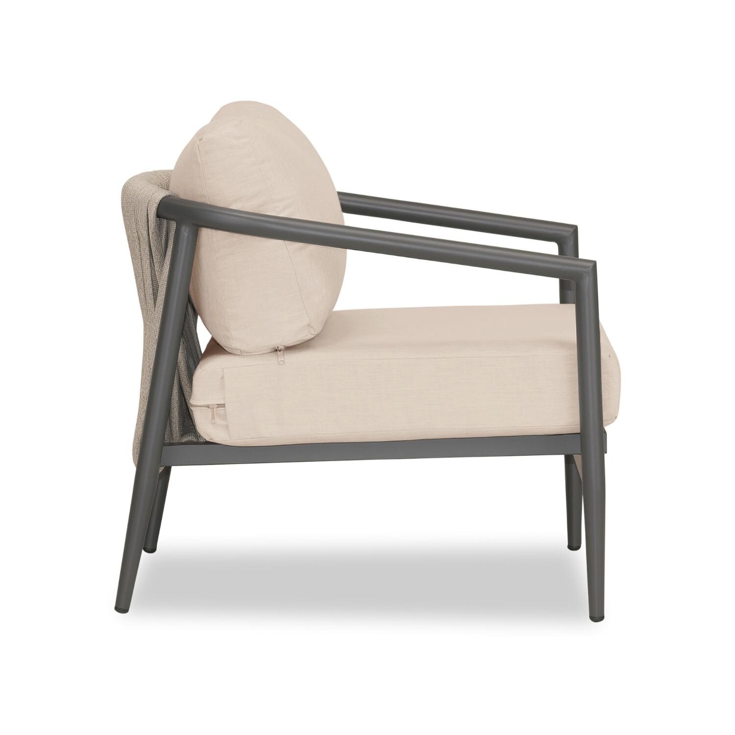 Lakeview Midnight Cove Aluminum Club Chair Rocking in Slate/Pebble Gray/Canvas Flax - Side - White Background thumbnail