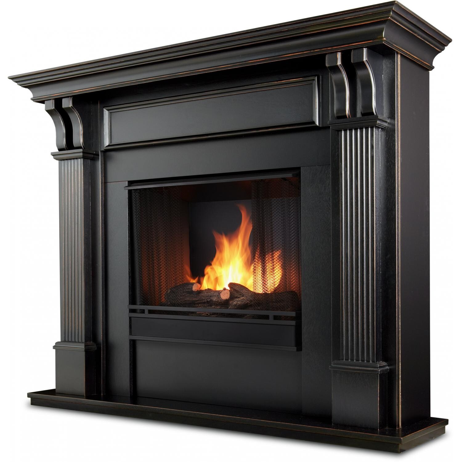 Real Flame Ashley 48-Inch Gel Fireplace With Mantel - Blackwash - 7100