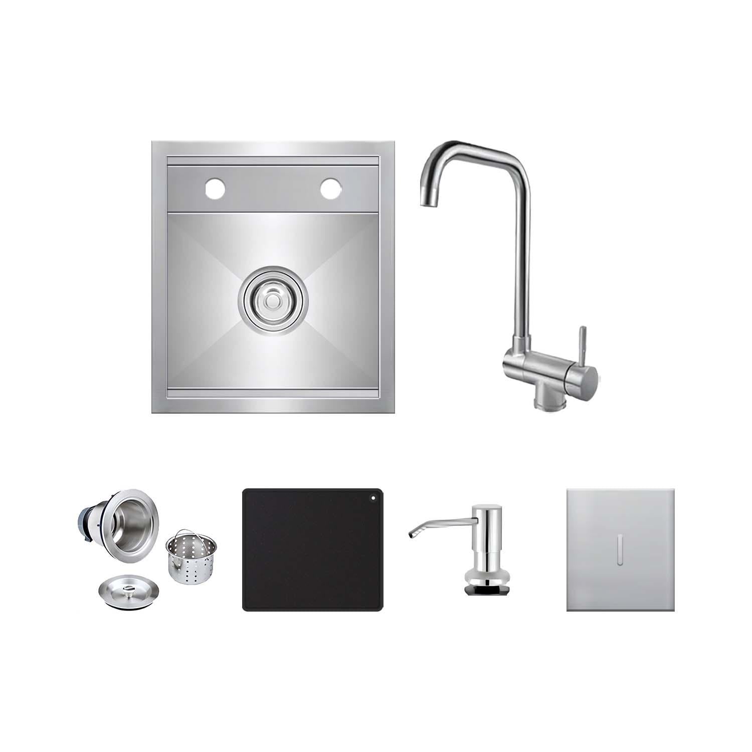 BBQGuys Signature 16 X 18-in Undermount Stainless Steel  Outdoor Sink - BBQ-18SNK-SS-UM