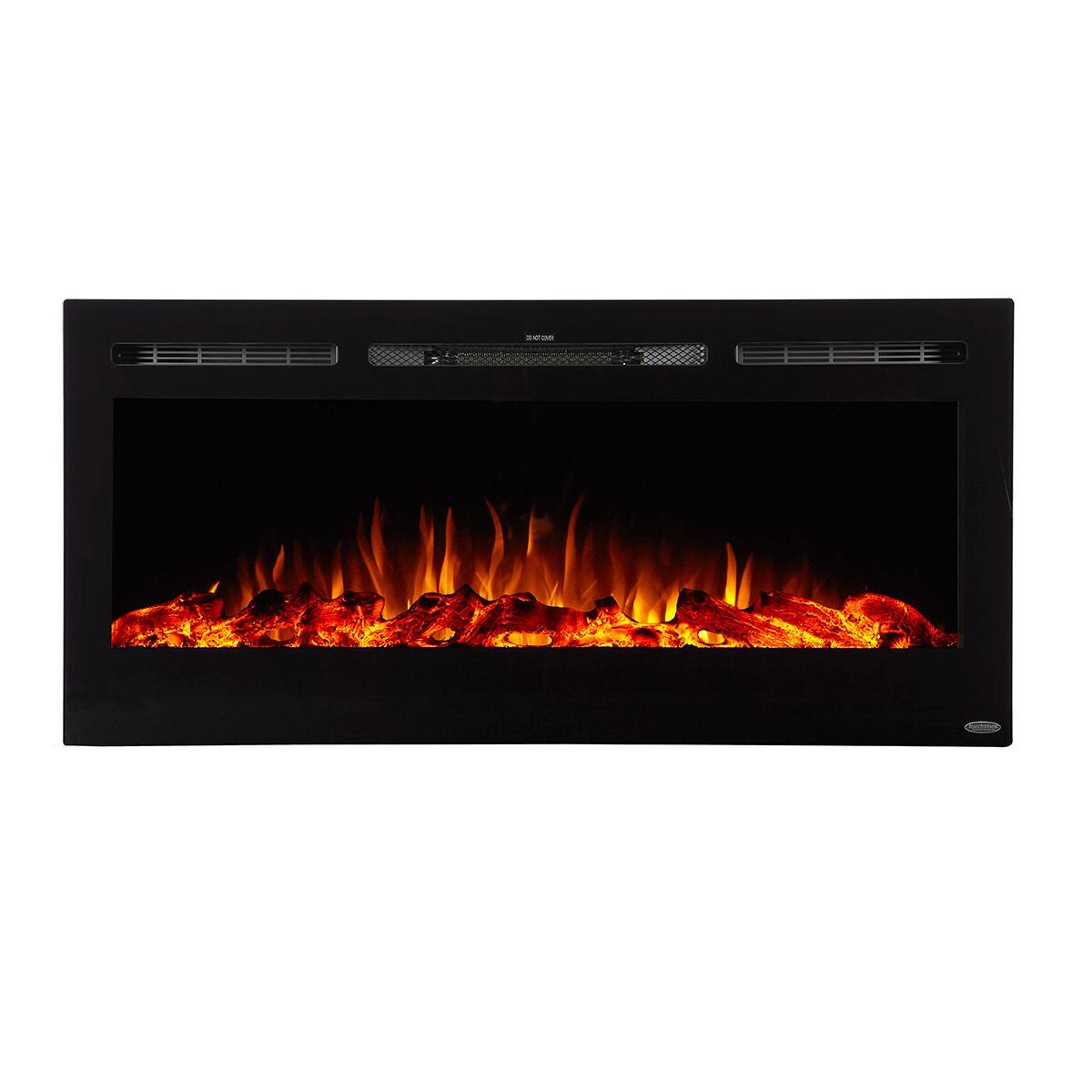 Touchstone Home Products Sideline 45-Inch Wall Mount/Flush Mount Electric Fireplace With Black Glass Surround - Logs Yellow Orange thumbnail