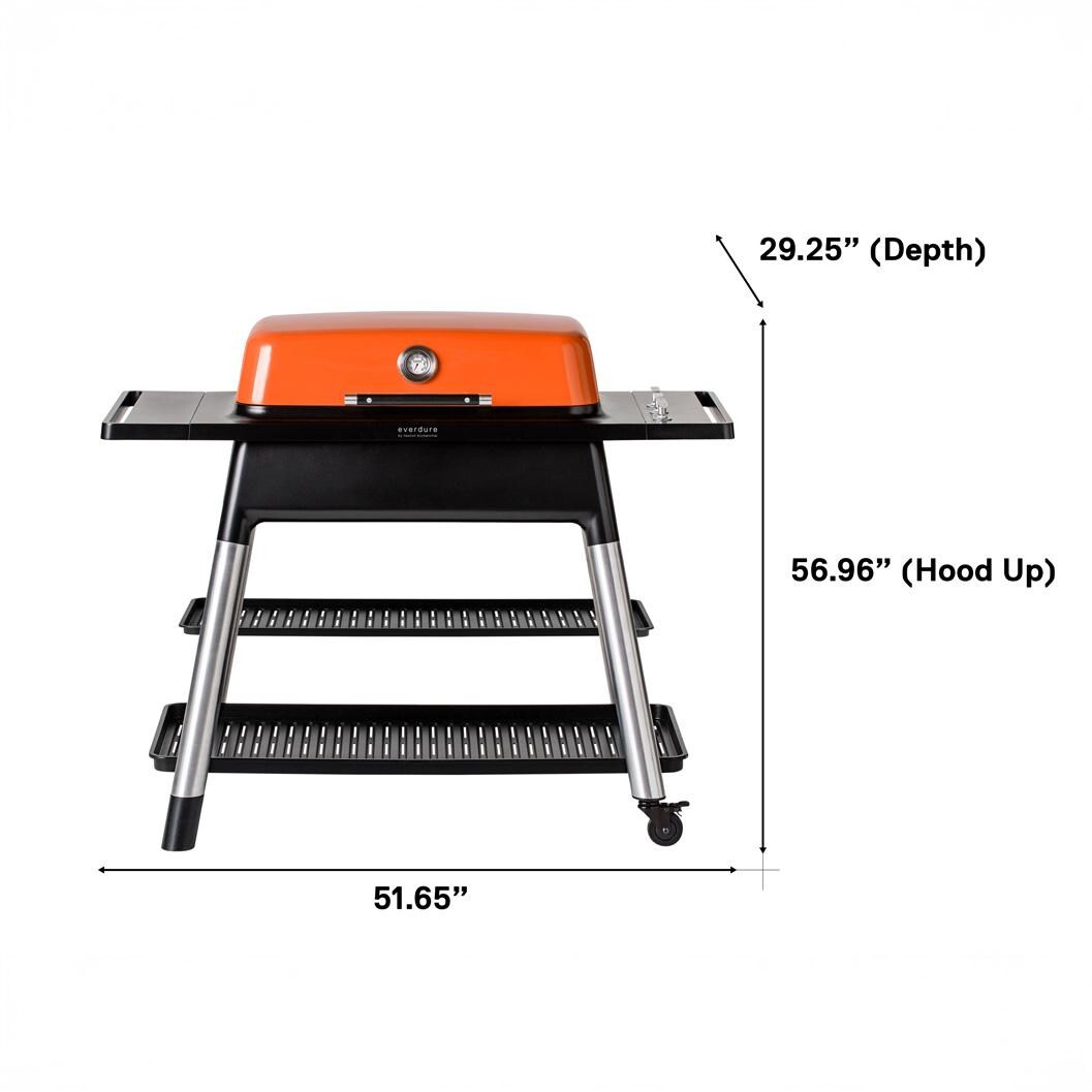 Everdure E3G3O Everdure FURNACE Gen 2 3 Burner Propane Grill w/ Stand - Orange - E3G3O - Dimensions - Dimensional thumbnail