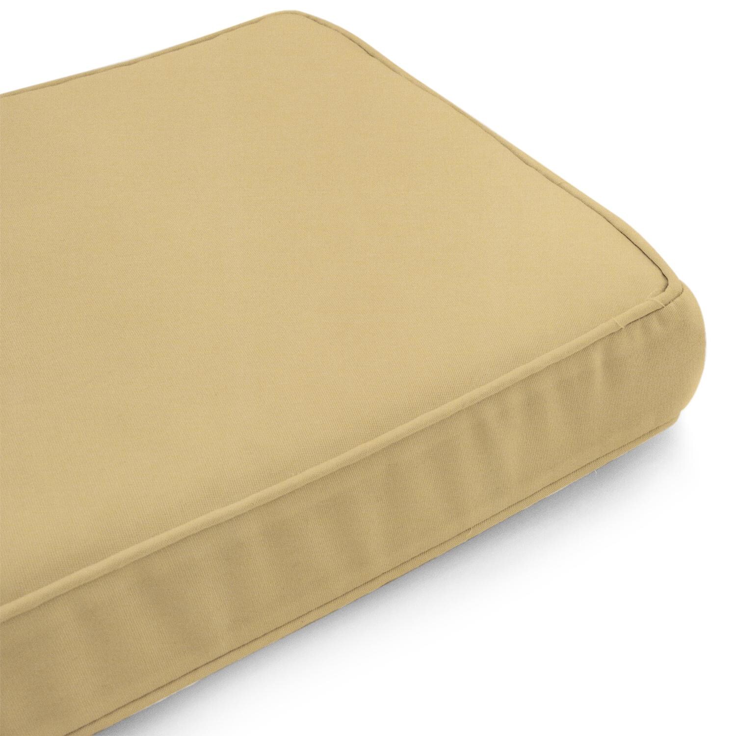 Sunbrella Canvas Wheat Small Outdoor Replacement Bench Cushion W/ Piping By UltimatePatio.com - Corner Detail thumbnail