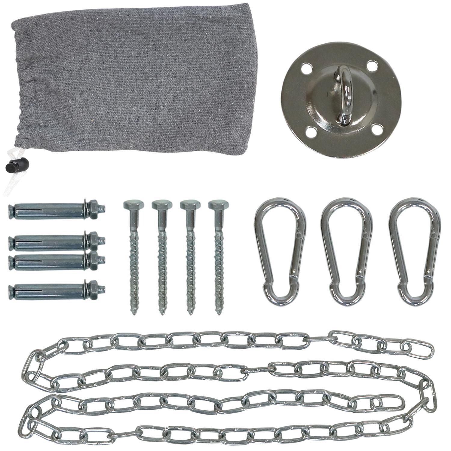 Ultimate Patio Macrame Hammock Chair w/ Tassels & Cushion - Black/Gray - Components thumbnail