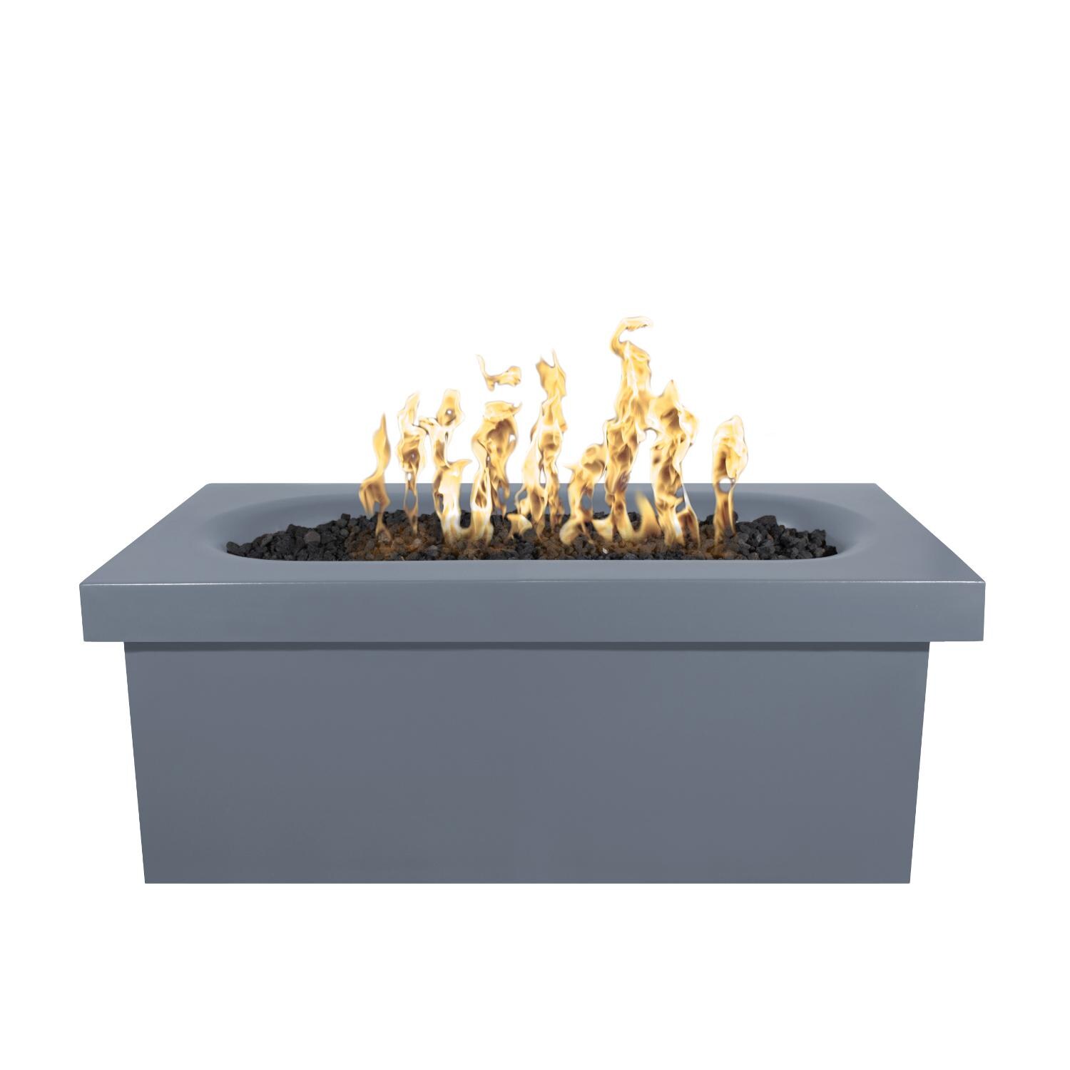 Ramona 60 Inch Rectangular GFRC Propane Fire Pit Table in Gray by The Outdoor Plus