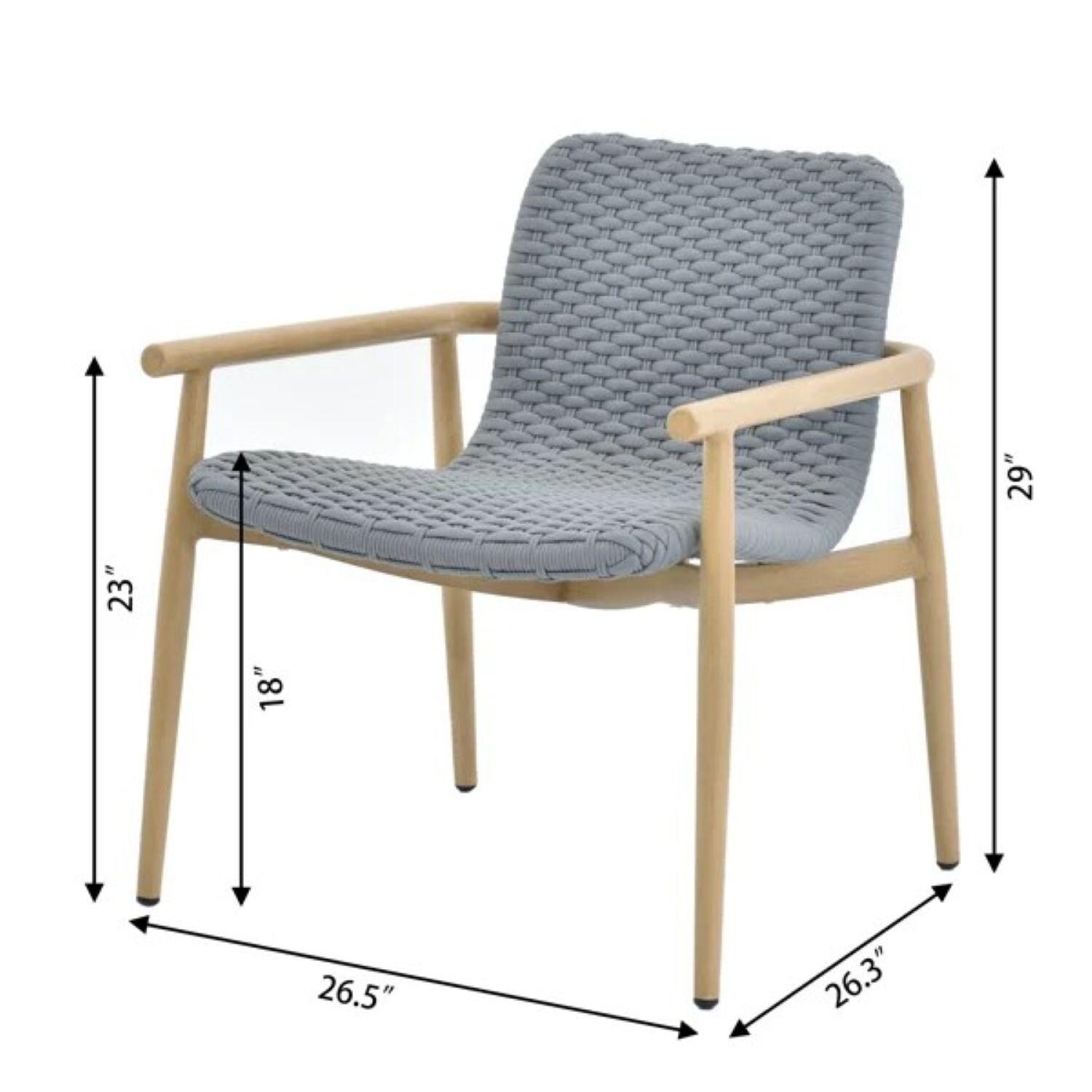 Rosedown 4 Pc Aluminum Seating Set in Gray by Lakeview Outdoor Designs - Club Chair - Dimensional thumbnail