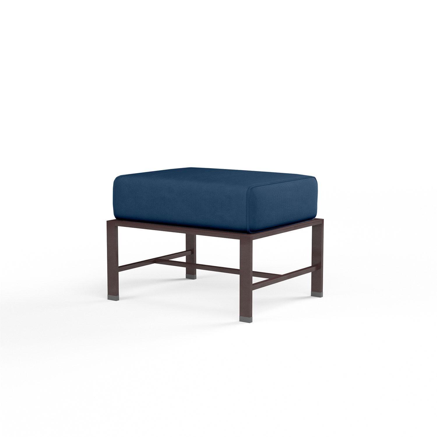 La Jolla Aluminum Patio Ottoman in Spectrum Indigo w/ Self Welt By Sunset West - Display - White Background thumbnail