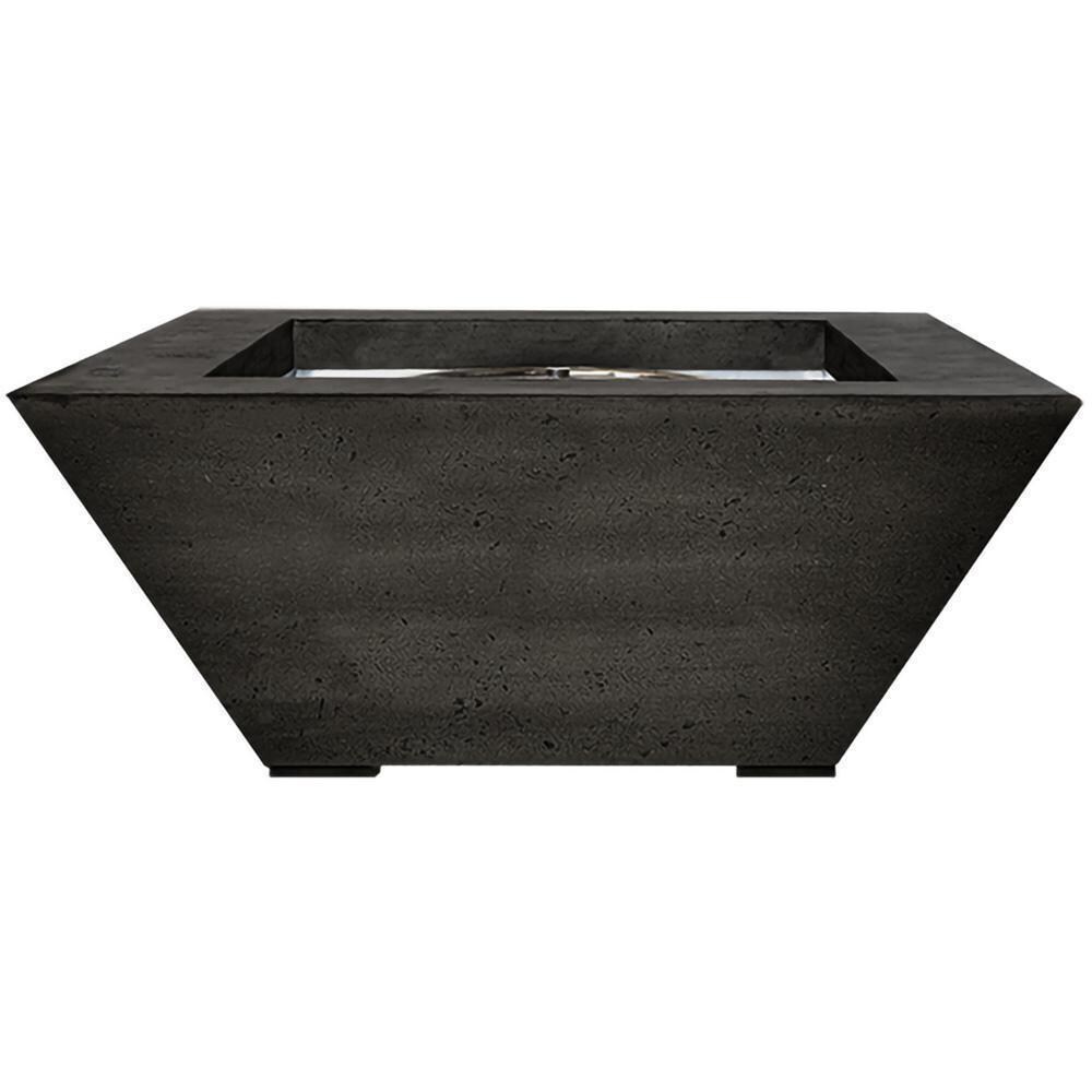 Lombard 42-in Square Glass Fiber Reinforced Concrete Propane Fire Pit Table in Ebony by Prism Hardscapes - White Background thumbnail