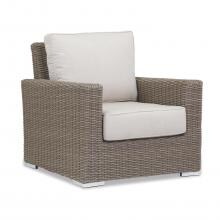 Coronado Wicker Patio Club Chair W/ Sunbrella Canvas Flax Cushions By Sunset West image