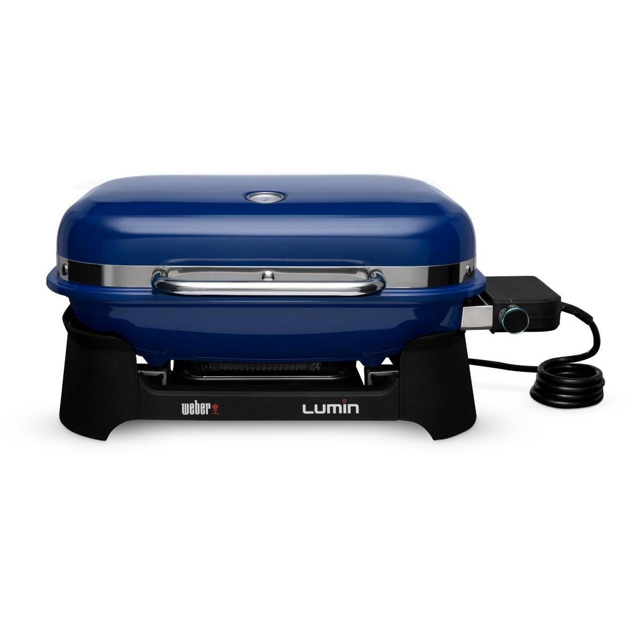Weber 92300901 Deep Ocean Blue Lumin Portable 1560 Watt Electric Grill - Front View - White Background thumbnail