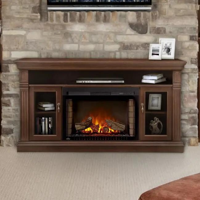 Napoleon NEFP29-1415E 64-Inch Canterbury Electric Fireplace Media Console - Espresso Walnut - Lifestyle thumbnail