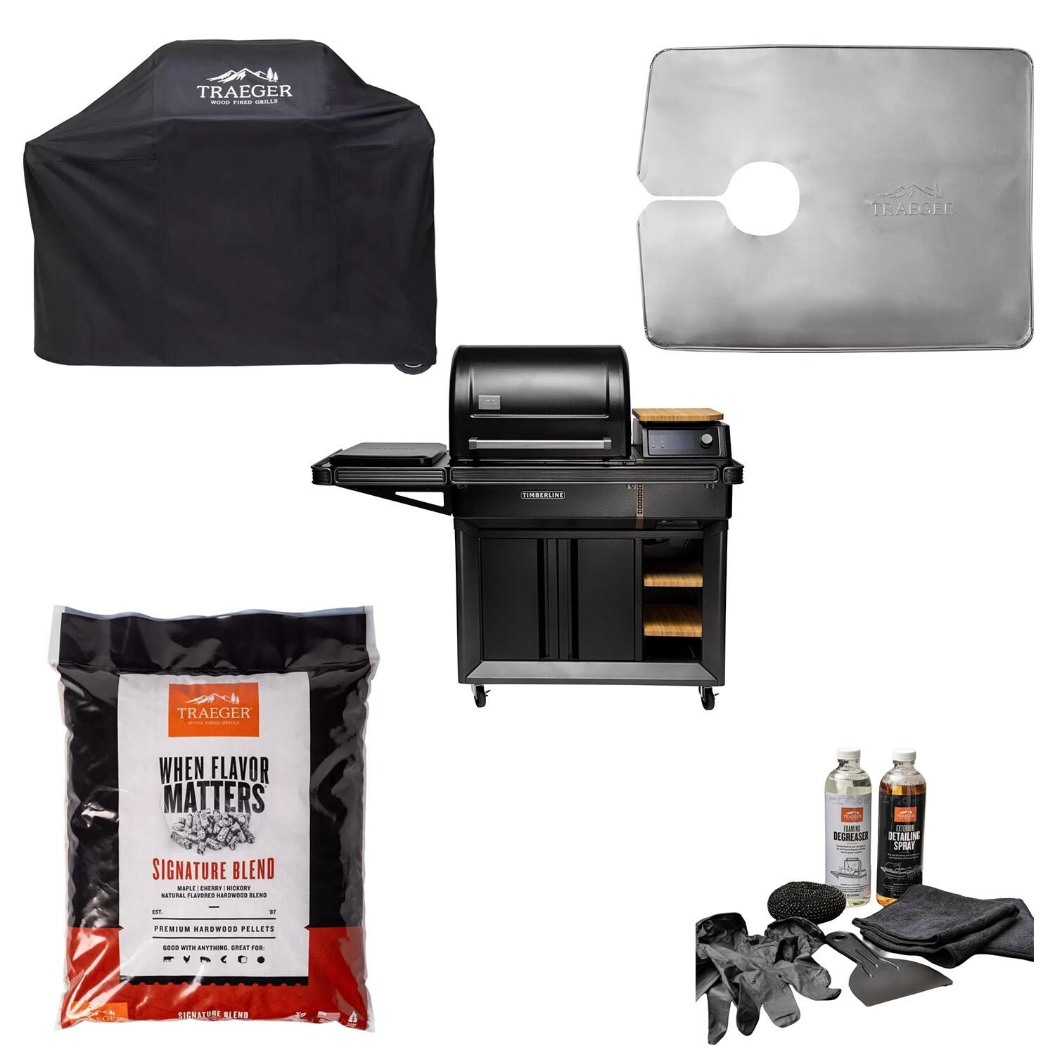 Traeger All-New Timberline Wi-Fi Controlled Wood Pellet Grill w/ WiFire 5 Pc Bundle - Bundle - White Background thumbnail