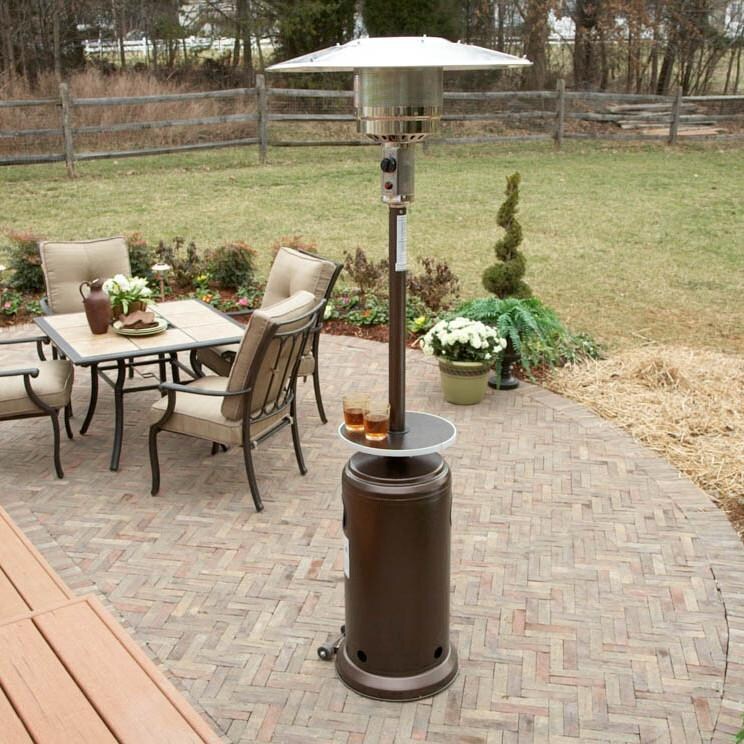 AZ Patio Heaters 41,000 BTU Propane Gas Patio Heater With Table - On Patio Top View thumbnail