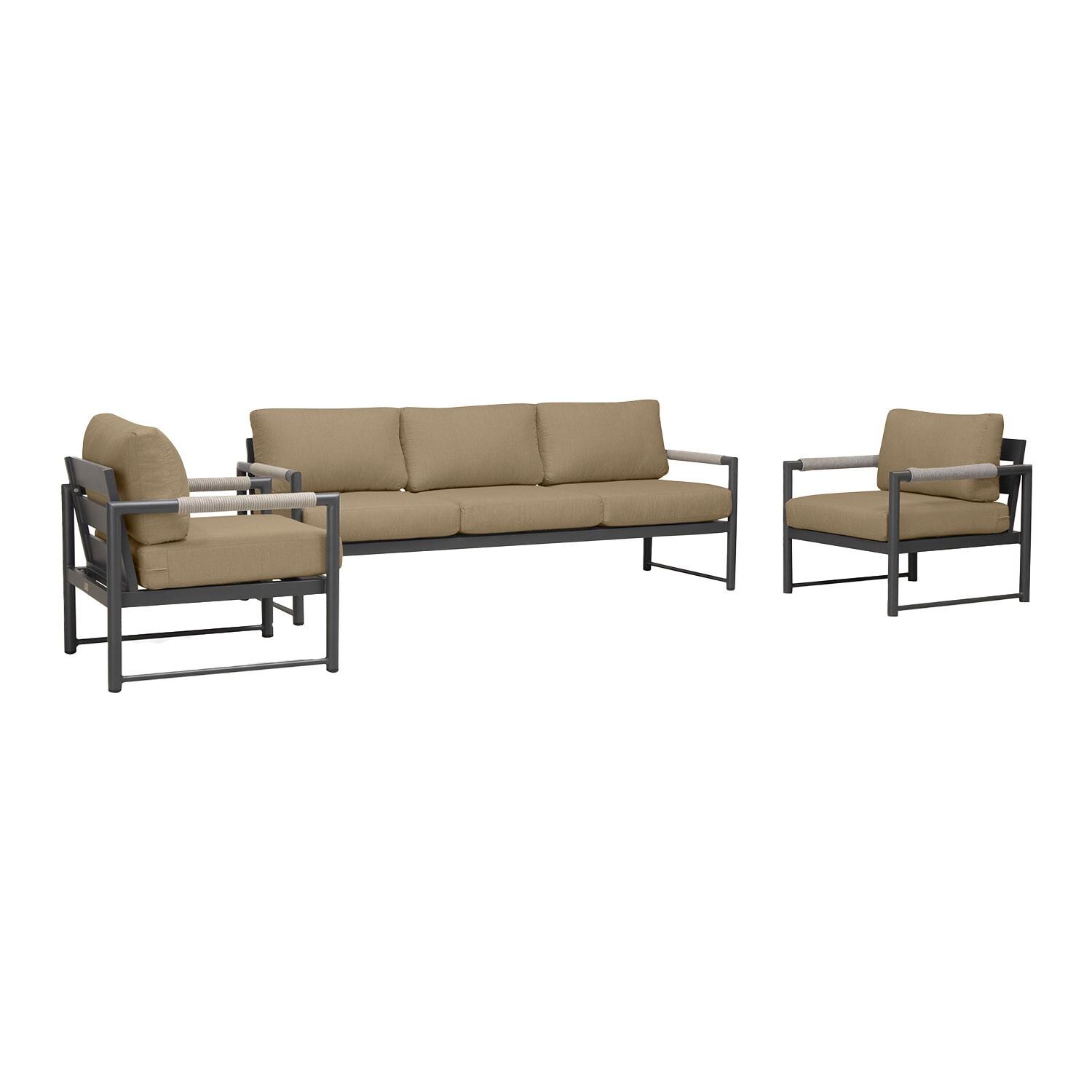 Lakeview AVEBAY-SL-PG-SET141-HB Avenue Bay Slate/Pebble Gray 3 Pc Sofa Club Chair Set - Heather Beige - Angled - White Background thumbnail
