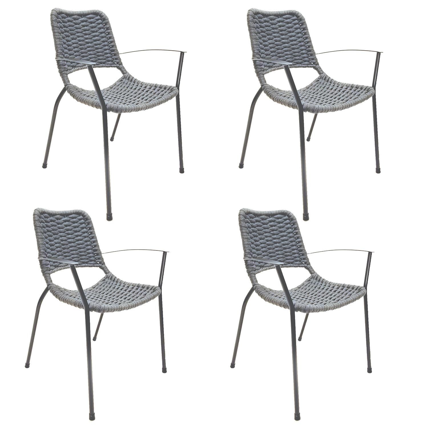 Metro 4 Pc Iron Dining Chair in Grey / Grey Rope by KETTLER