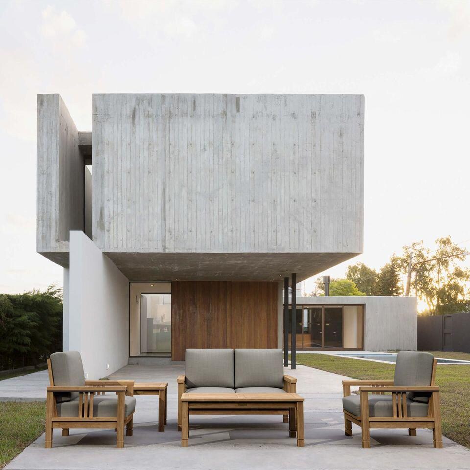 Sawgrass Bay 5 Pc Teak Seating Set w/ Loveseat in Cast Slate by Lakeview Outdoor Designs - Lifestyle thumbnail