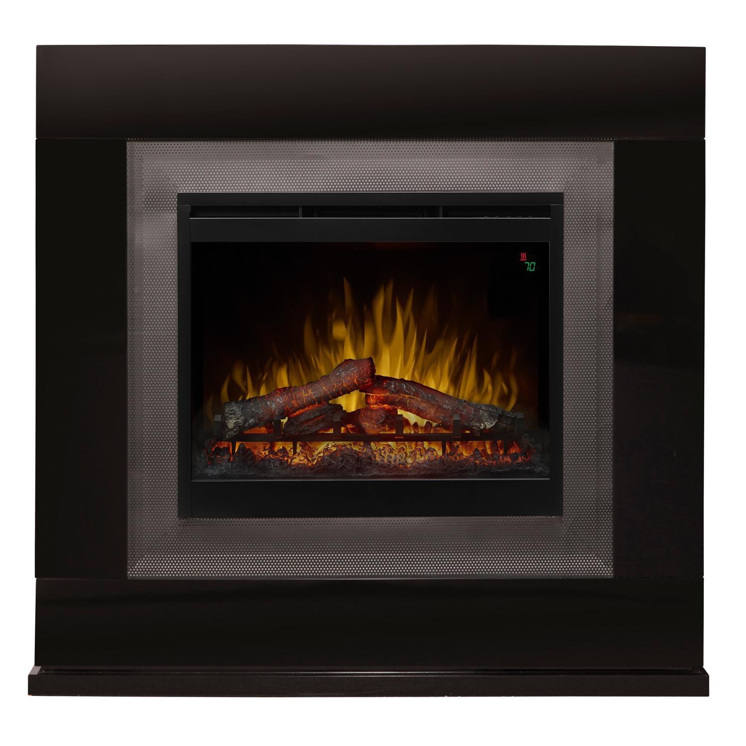 Dimplex Lukas 48-Inch Electric Fireplace Mantel - Inner-Glow Logs - Gloss Black - GDS26L5-1675B - Front View thumbnail