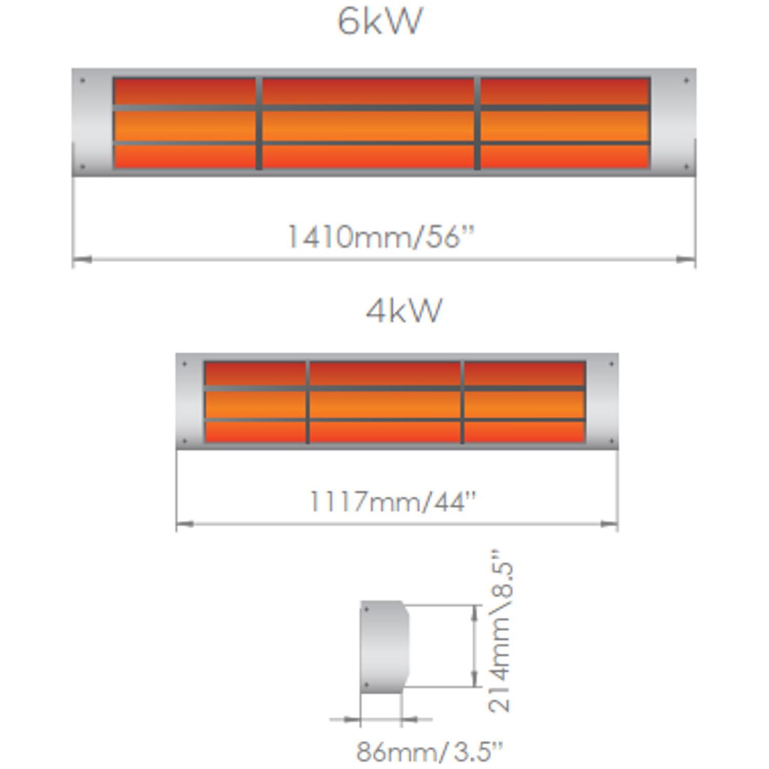 Bromic Cobalt 6000W Smart-Heat Infrared Electric Patio Heater - 20,500 BTU - White - BH0610004 - Dimensions