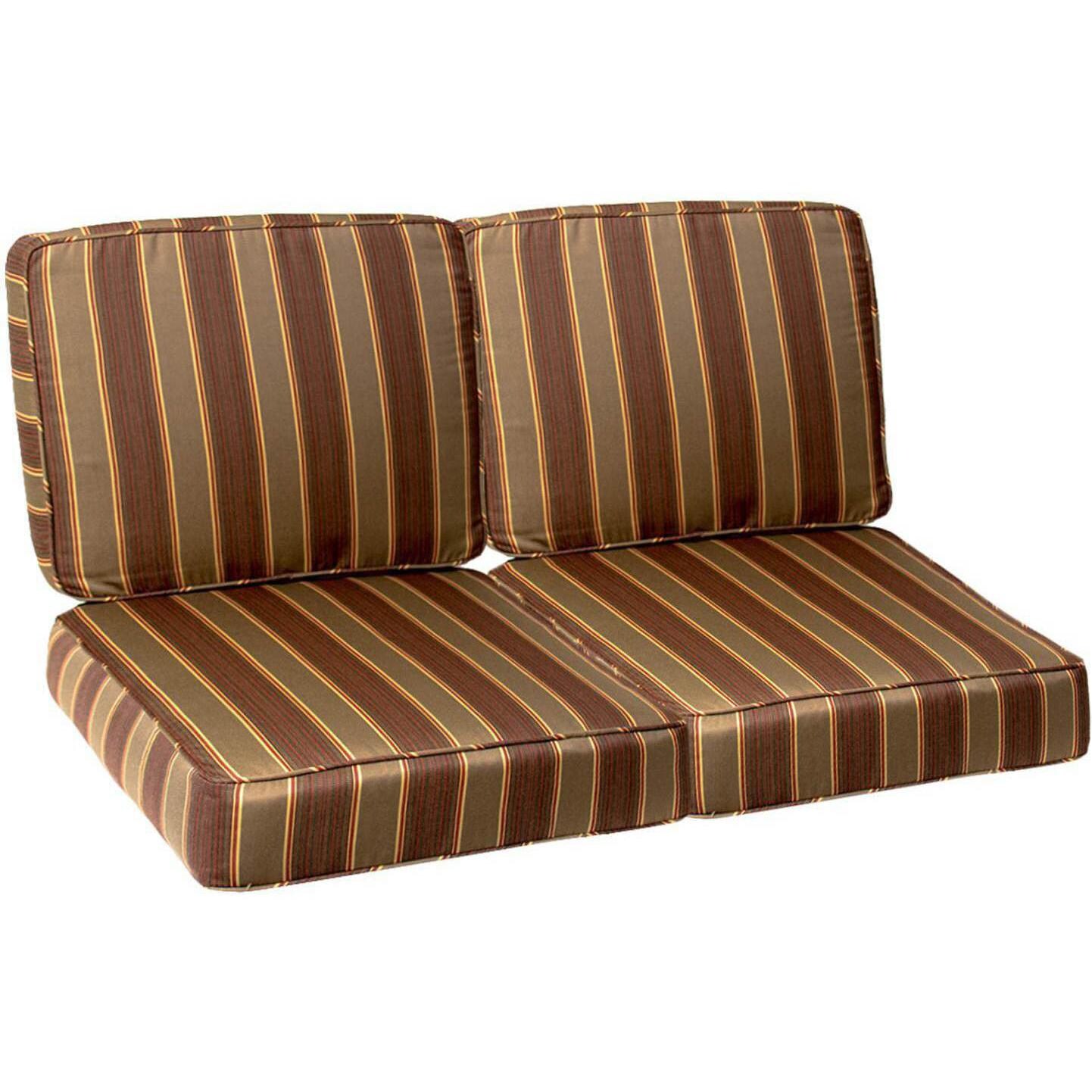 Sunbrella Davidson Redwood 4 Piece Small Outdoor Replacement Loveseat Cushion Set W/ Piping By BBQGuys Signature