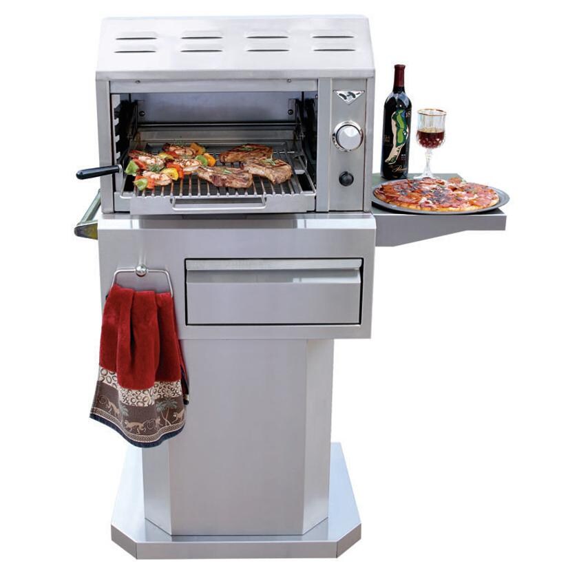 Twin Eagles 24-Inch Natural Gas Salamangrill with Pizza Stone on Pedestal Cart