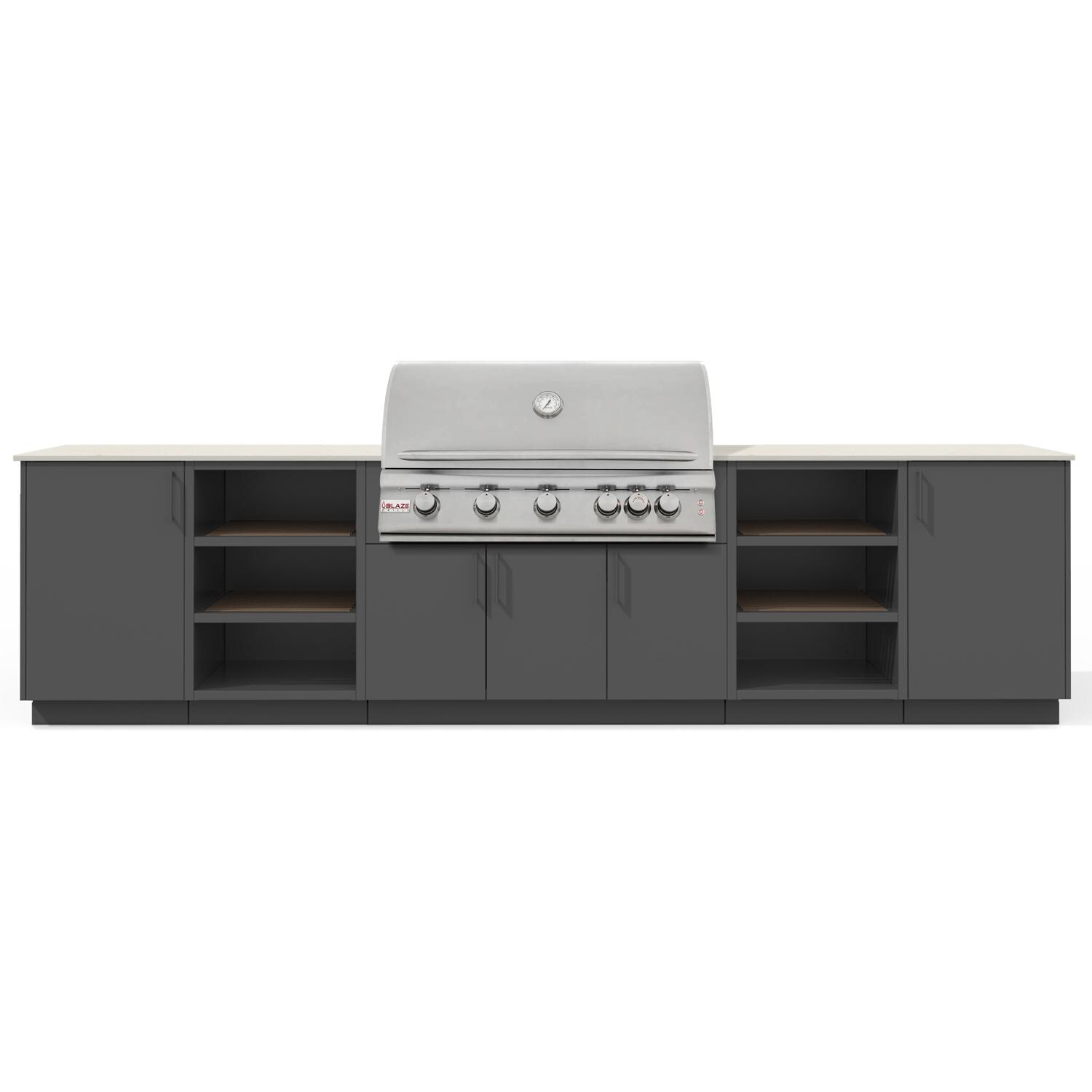Urban Bonfire Savannah 40 Outdoor Kitchen w/ Blaze LTE Propane Grill, Danae Dekton Countertop & Anthracite Finish - B-Savannah-40-Blaze-Danae-Anthracite