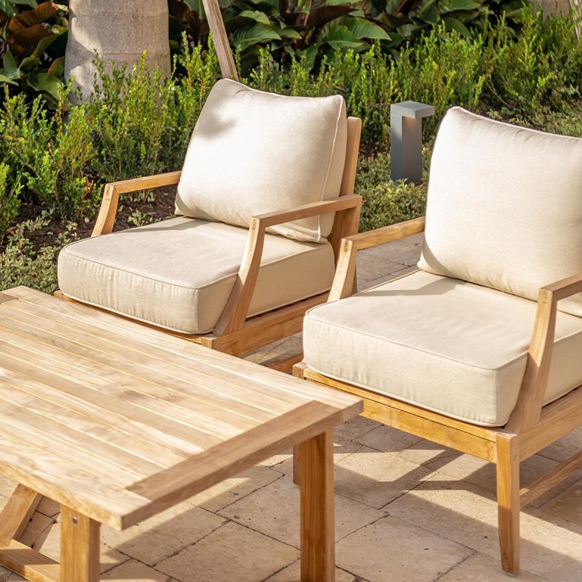 Teak + Table Charleston Club Chair in Sand - Lifestyle thumbnail