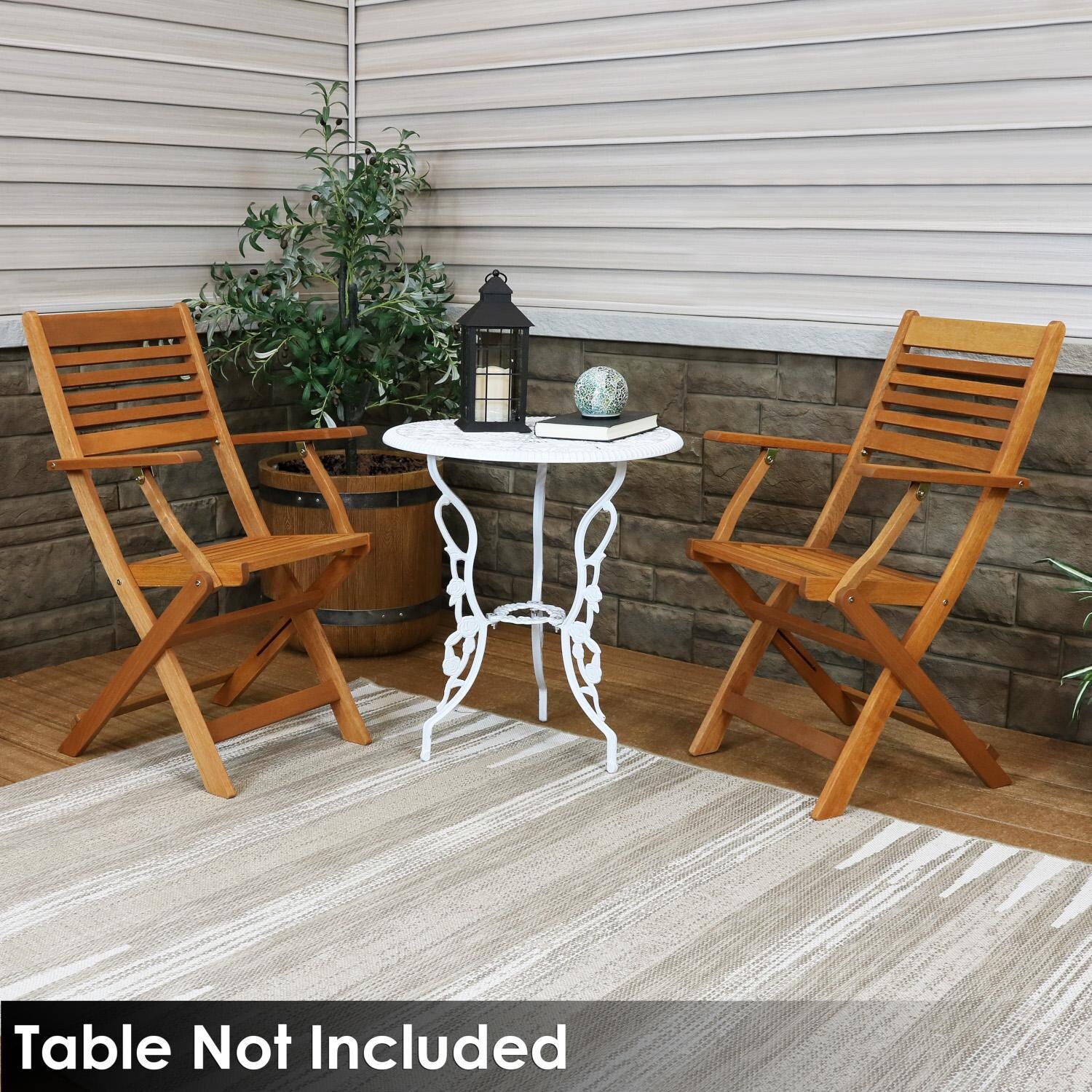 Ultimate Patio Meranti Wood Outdoor Folding Patio Armchairs - Table Not included thumbnail