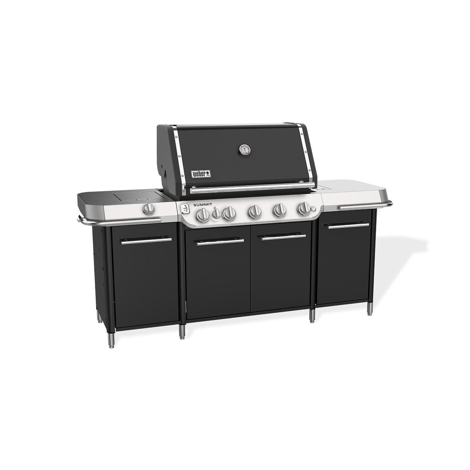 Weber 1500079 Summit GC38 E Propane Gas Grill Center - Black - Left Angle View - White Background thumbnail