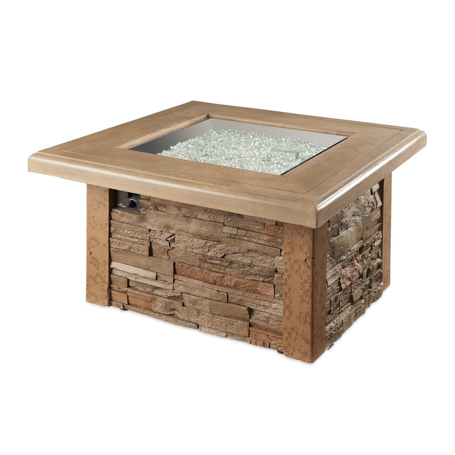 Lakeview Outdoor Designs Caneville Square Gas Fire Pit Table - No Flame - White Background thumbnail