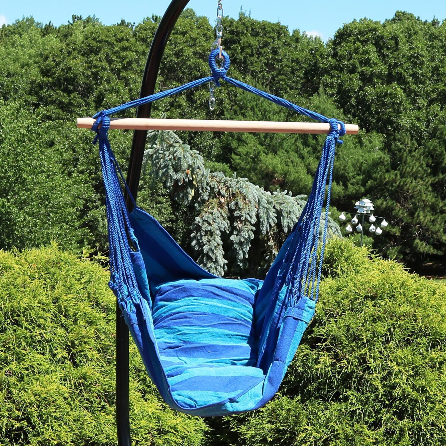 Ultimate Patio Hanging Hammock Chair w/ Cushions-Set of 2 - Sunset & Oasis - Lifestyle-Oasis thumbnail