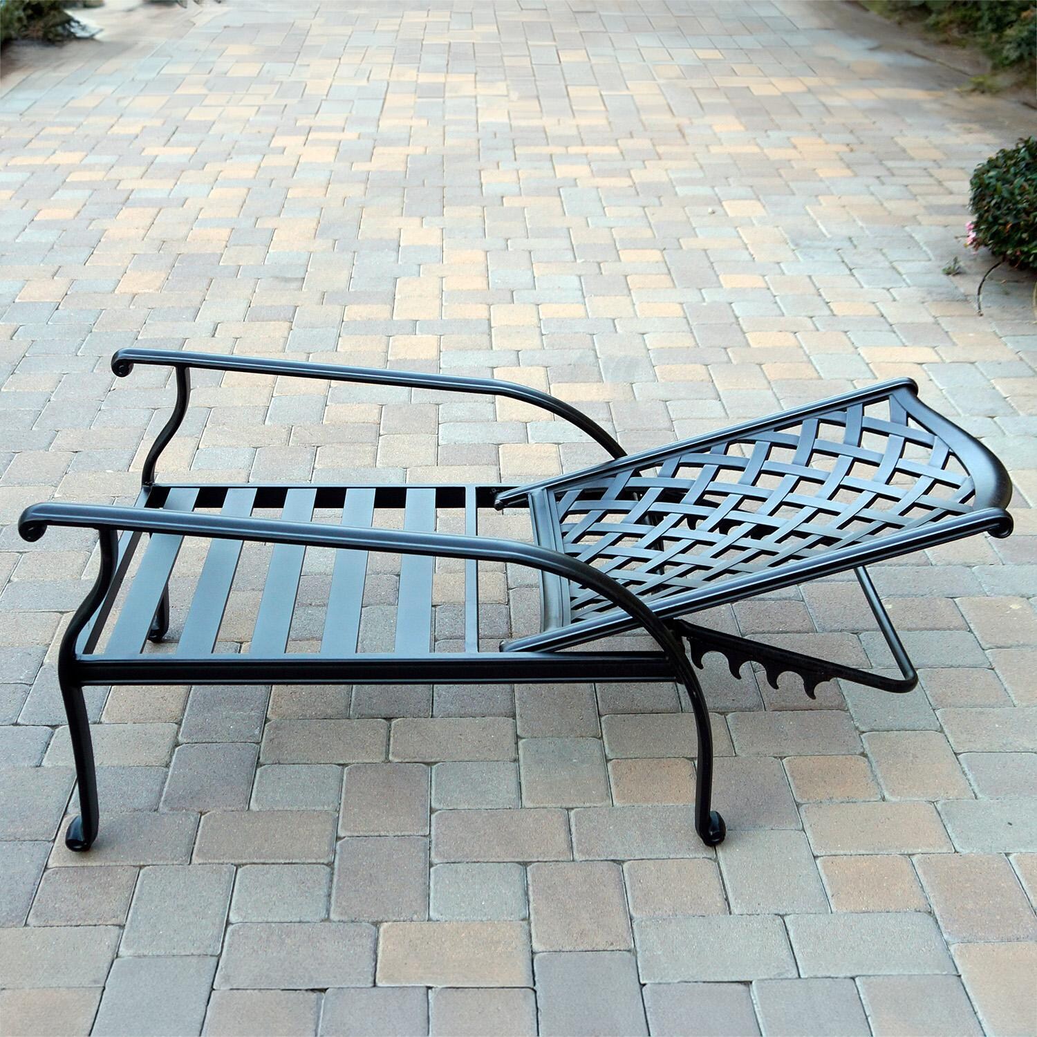 Darlee Nassau 4-Piece Patio Sofa Conversation Set (with 2 Adjustable Club Chairs) with Cushions and 31 X 46 Inch Oval Coffee Table - Chair Reclined - Lifestyle thumbnail