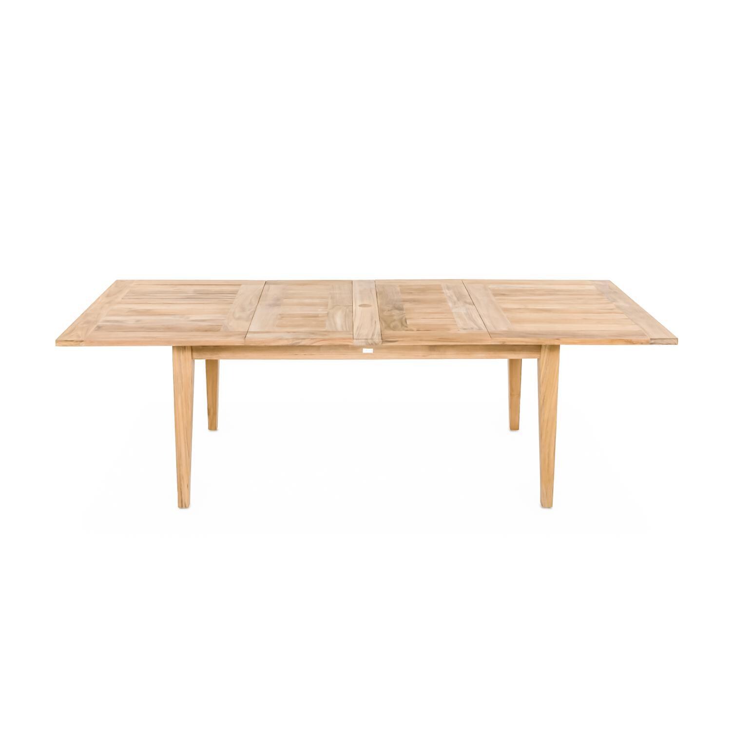 Teak + Table Friday Double Leaf Table 64 / 80 / 96 - Side View Fully Extended - White Background thumbnail