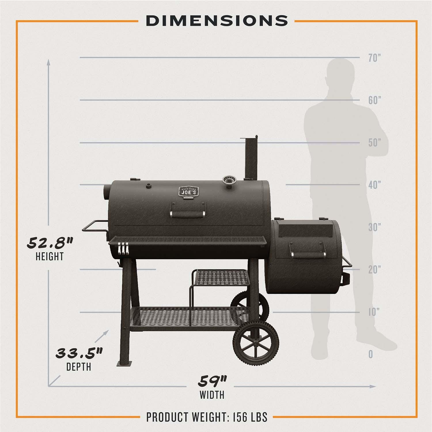 Oklahoma Joe's 24203003 Highland Offset Reverse Flow Smoker/Grill - Dimensional thumbnail