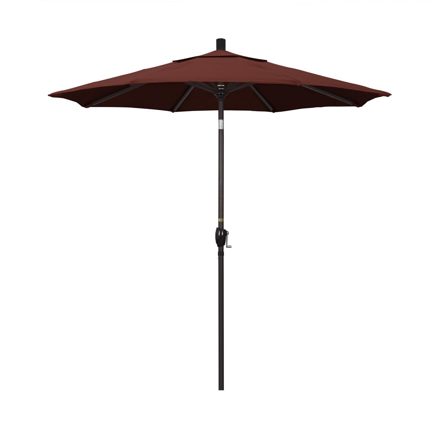 California Umbrella 7.5 Ft Octagonal Aluminum Push Button Tilt Patio Umbrella W/ Crank Lift & Aluminum Ribs - Bronze Frame / Sunbrella Canvas Henna Canopy thumbnail