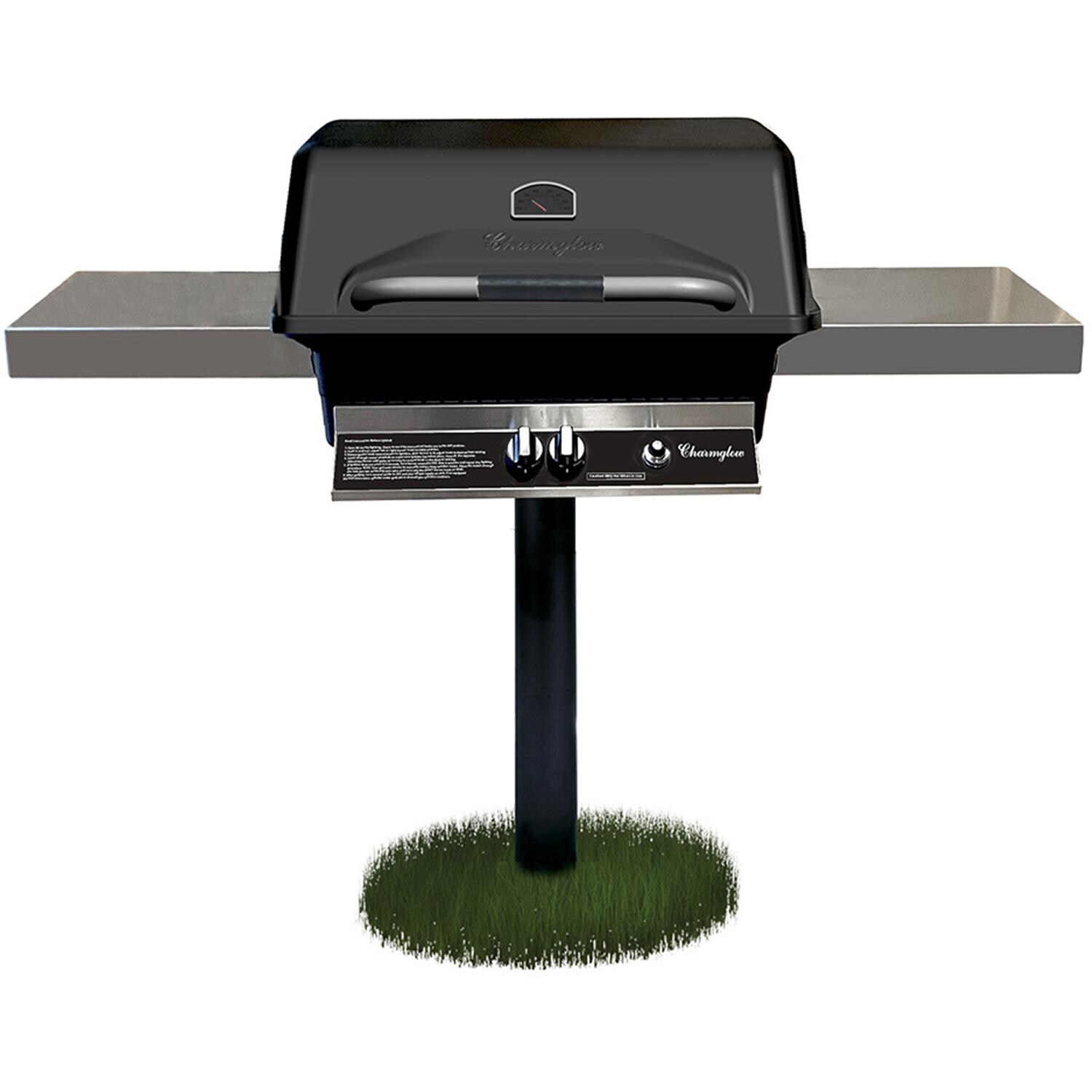 Charmglow Pillar Propane Grill w/ In-Ground Post - Black - CHRM40IG-P
