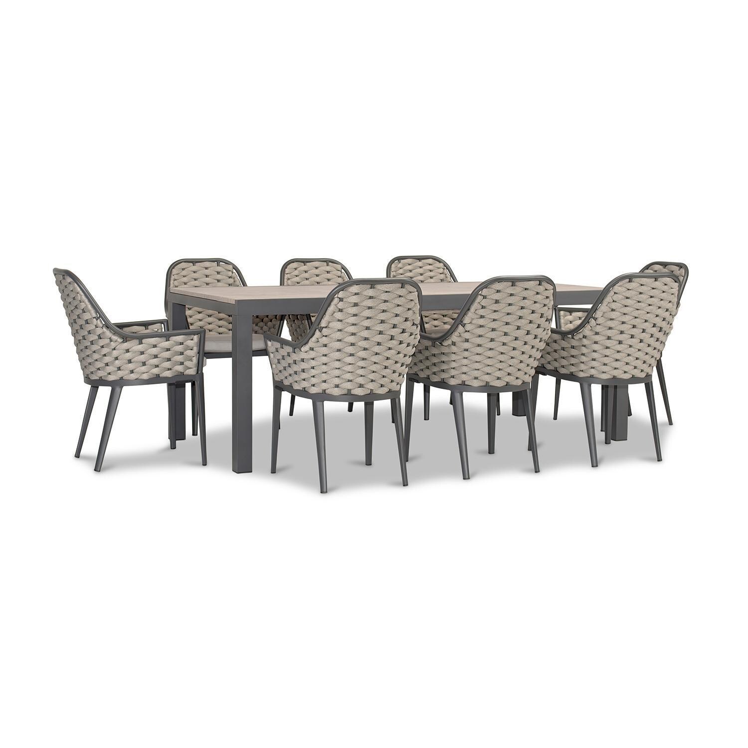 Chloe Bay 9 Pc Aluminum Extendable Dining Set in Slate/Barnwood by Lakeview - Side View - White Background thumbnail