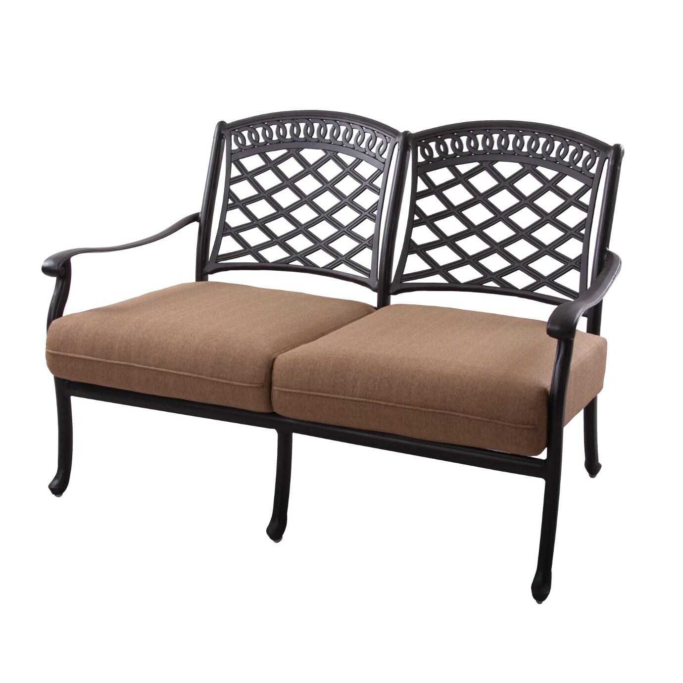 Sedona Cast Aluminum Patio Loveseat W/ Sesame Cushions By Darlee - Without Back Cushions thumbnail