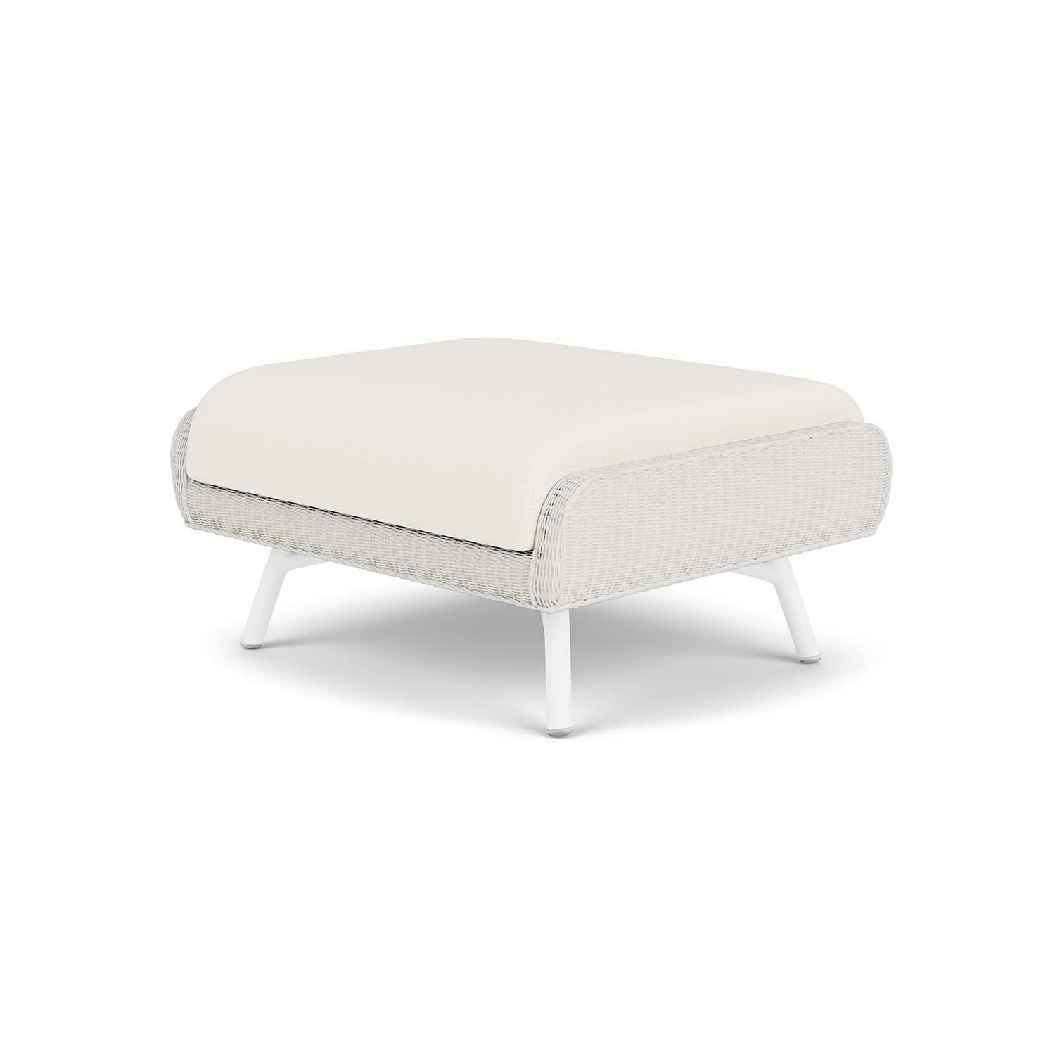 Lloyd Flanders Essence Ottoman W/Sailcloth Salt Fabric - Matte White Finish - Back Right thumbnail