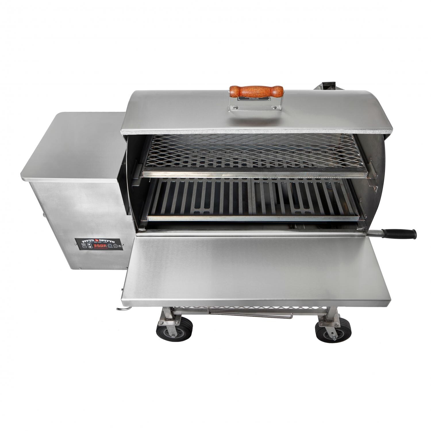 Pitts & Spitt P-MAV850SS Maverick 850 Pellet Grill - Stainless Steel - Open Top View thumbnail