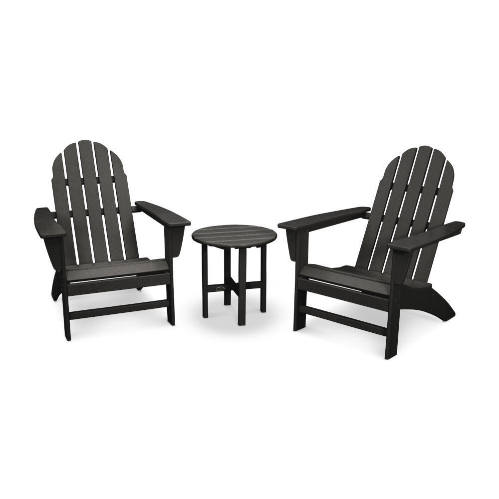 POLYWOOD Vineyard 3 Pc Recycled Plastic Adirondack Seating Set in Black by - PWS399-1-BL